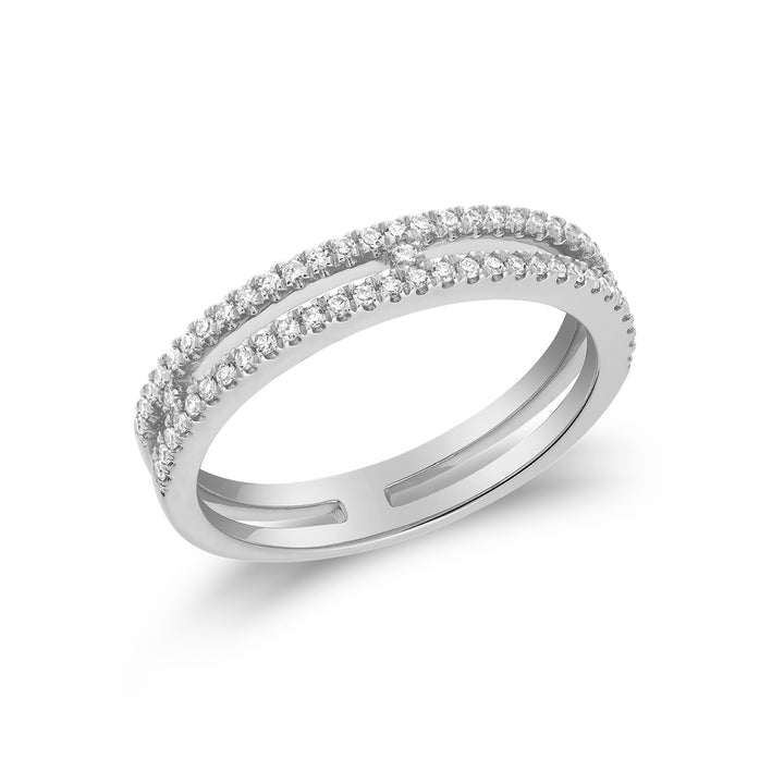 14K White Gold Double Row Diamond Fashion Ring by ORLY Jewellers