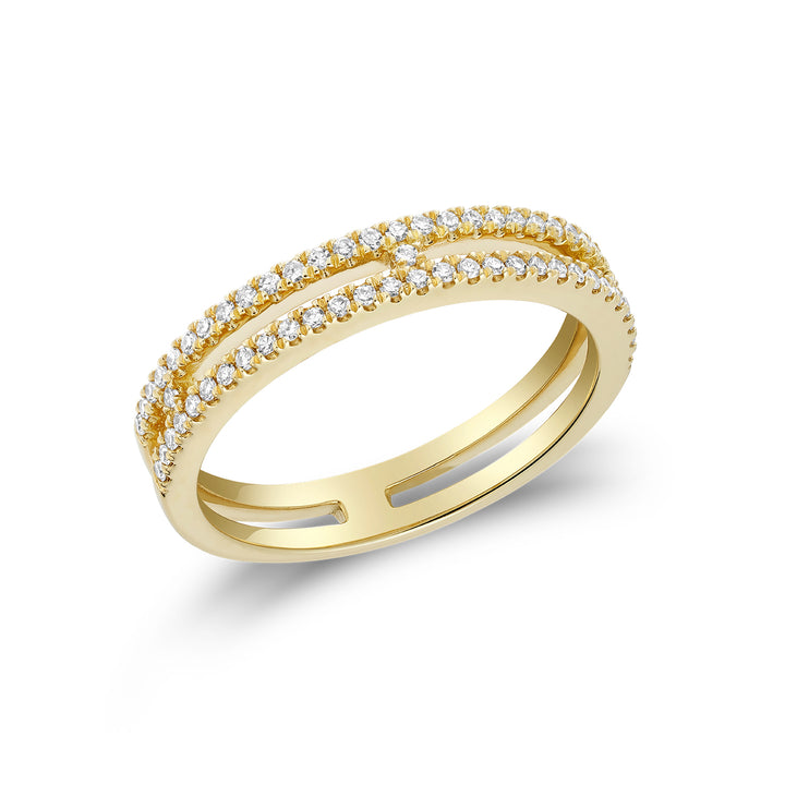 14K Yellow Gold Double Row Diamond Fashion Ring by ORLY Jewellers