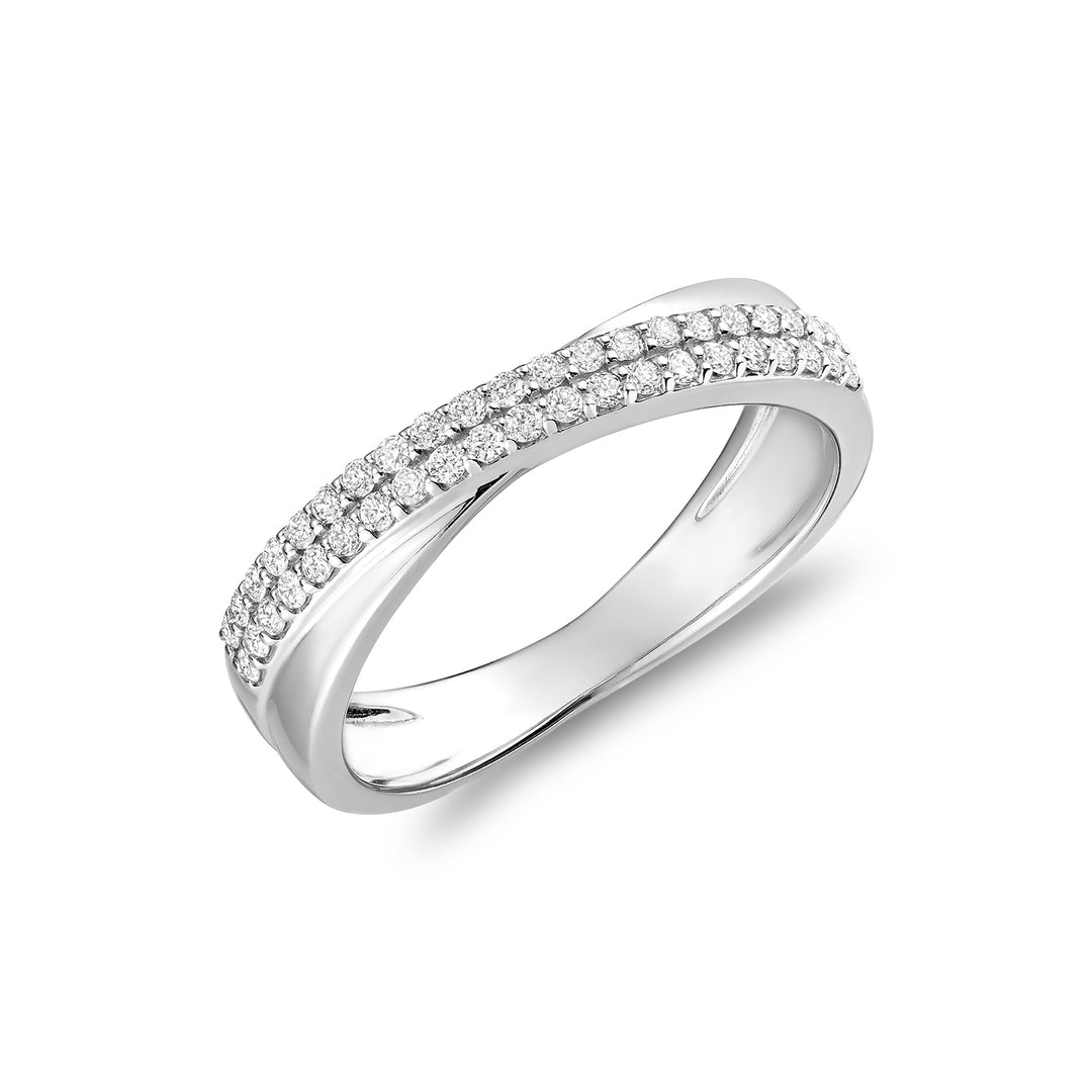 14K White gold diamond crossover fashion ring by ORLY Jewellers