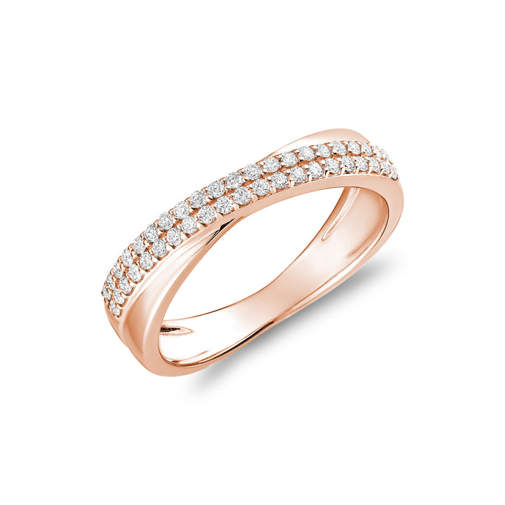 14K Rose gold diamond crossover fashion ring by ORLY Jewellers