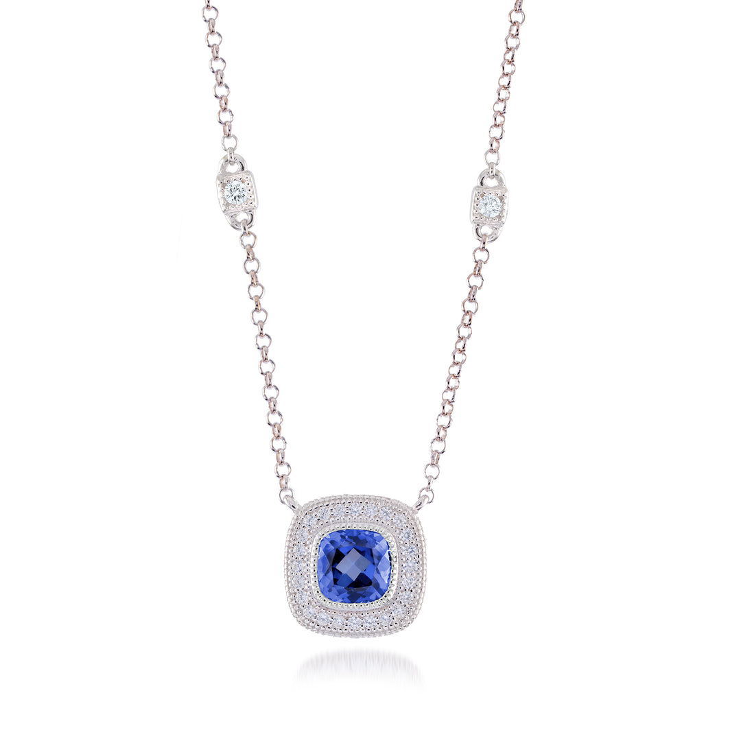 Cushion Shape Blue Stone Necklace | Stone Necklace | ORLY JEWELLERS