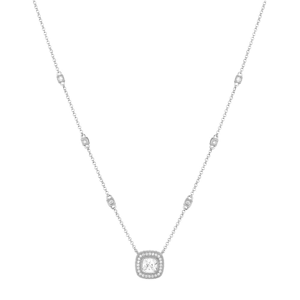 Miss Mimi Cushion Shape Pendant Necklace CZ By The Yard