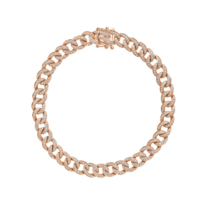 14K Rose Gold Iced Out Cuban bracelet by ORLY Jewellers