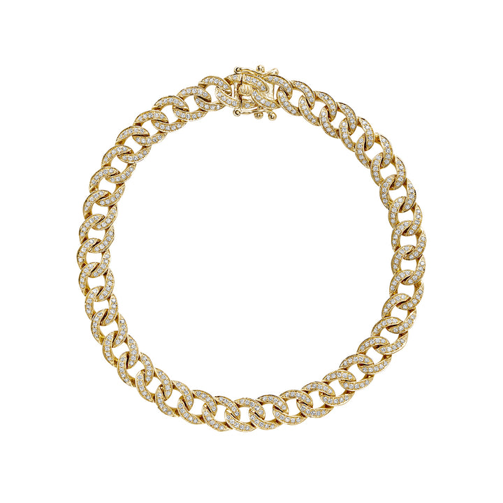 14K Yellow Gold Iced Out Cuban bracelet by ORLY Jewellers