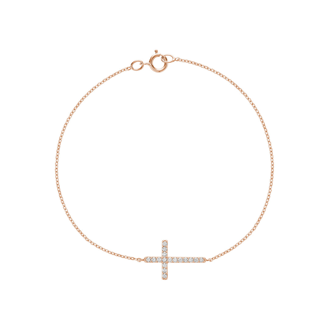 14K Rose Gold Diamond Cross Bracelet by ORLY Jewellers
