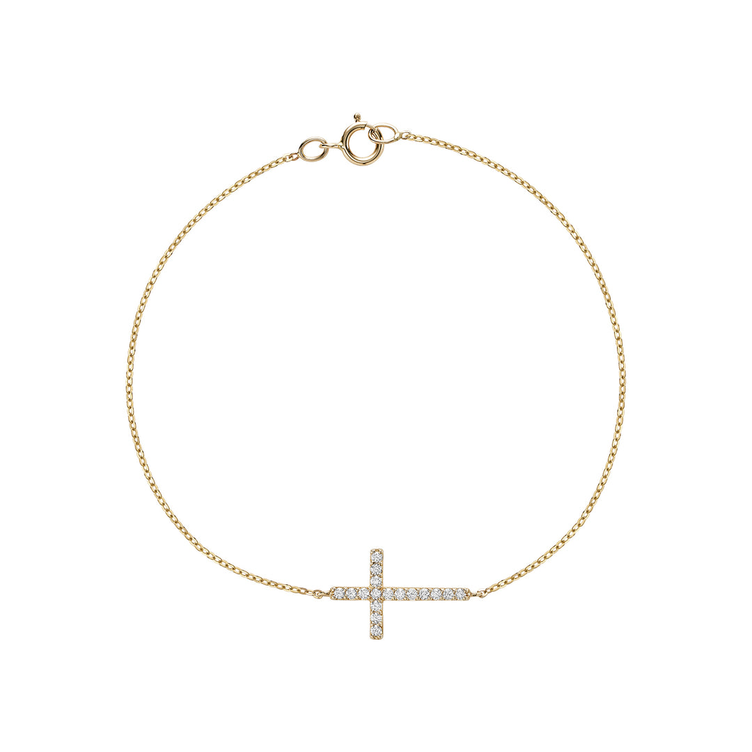 14K Yellow Gold Diamond Cross Bracelet by ORLY Jewellers