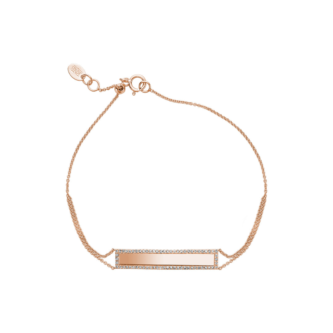 14K Rose Gold Engraveable Diamond Plate Bracelet by ORLY Jewellers