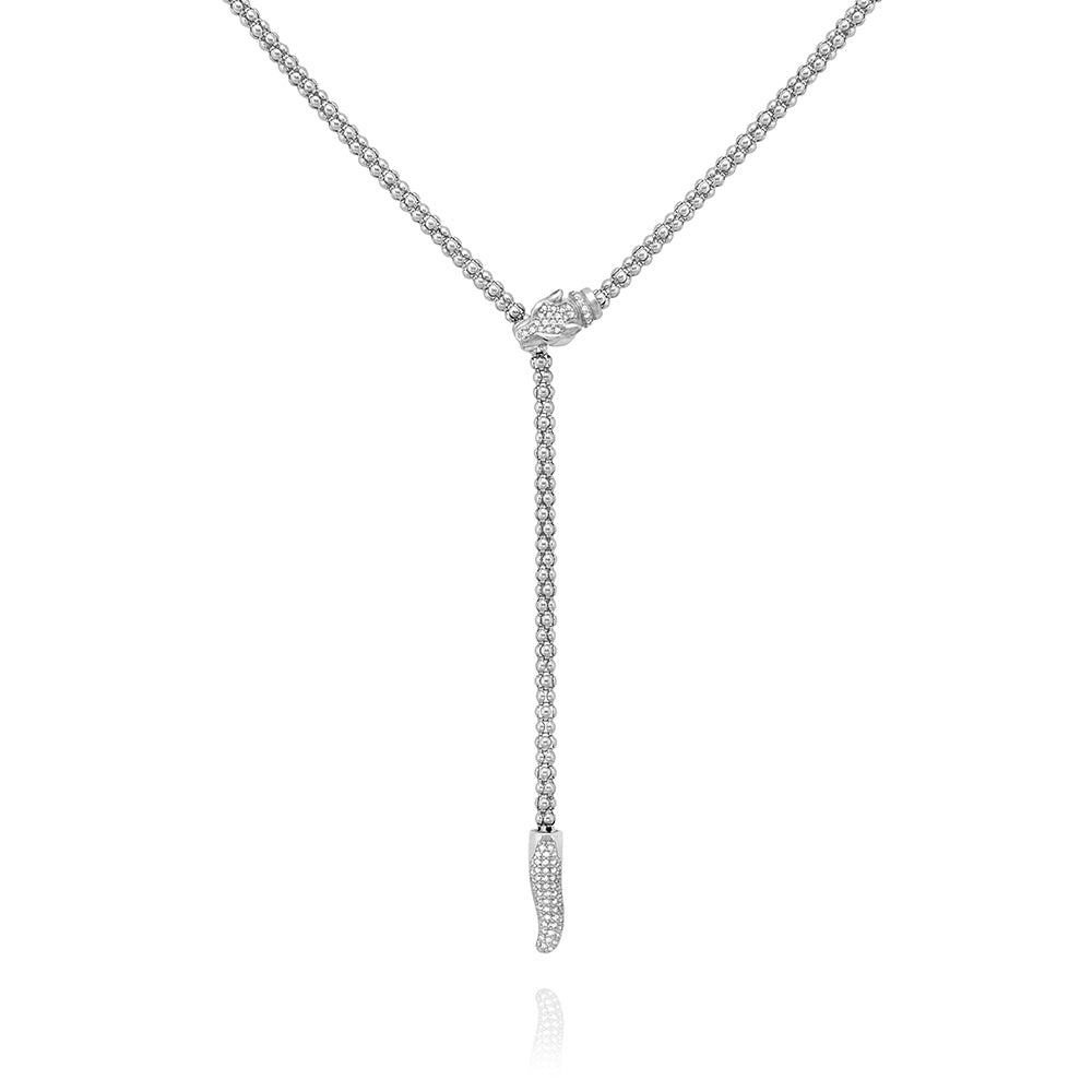 Miss Mimi Sterling Silver Panthere Lariate Necklace