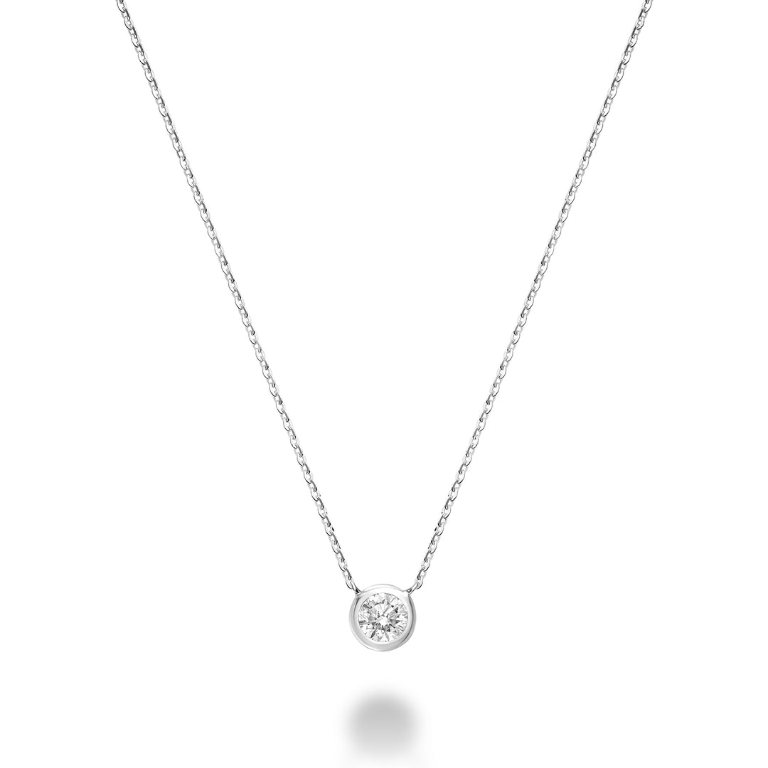 14K White gold diamond bezel necklace by ORLY Jewellers