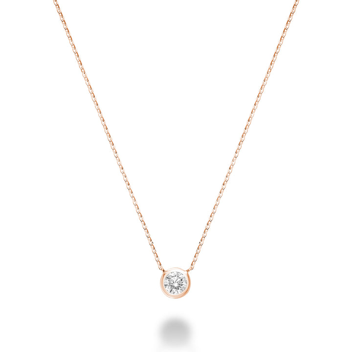 14K Rose gold diamond bezel necklace by ORLY Jewellers