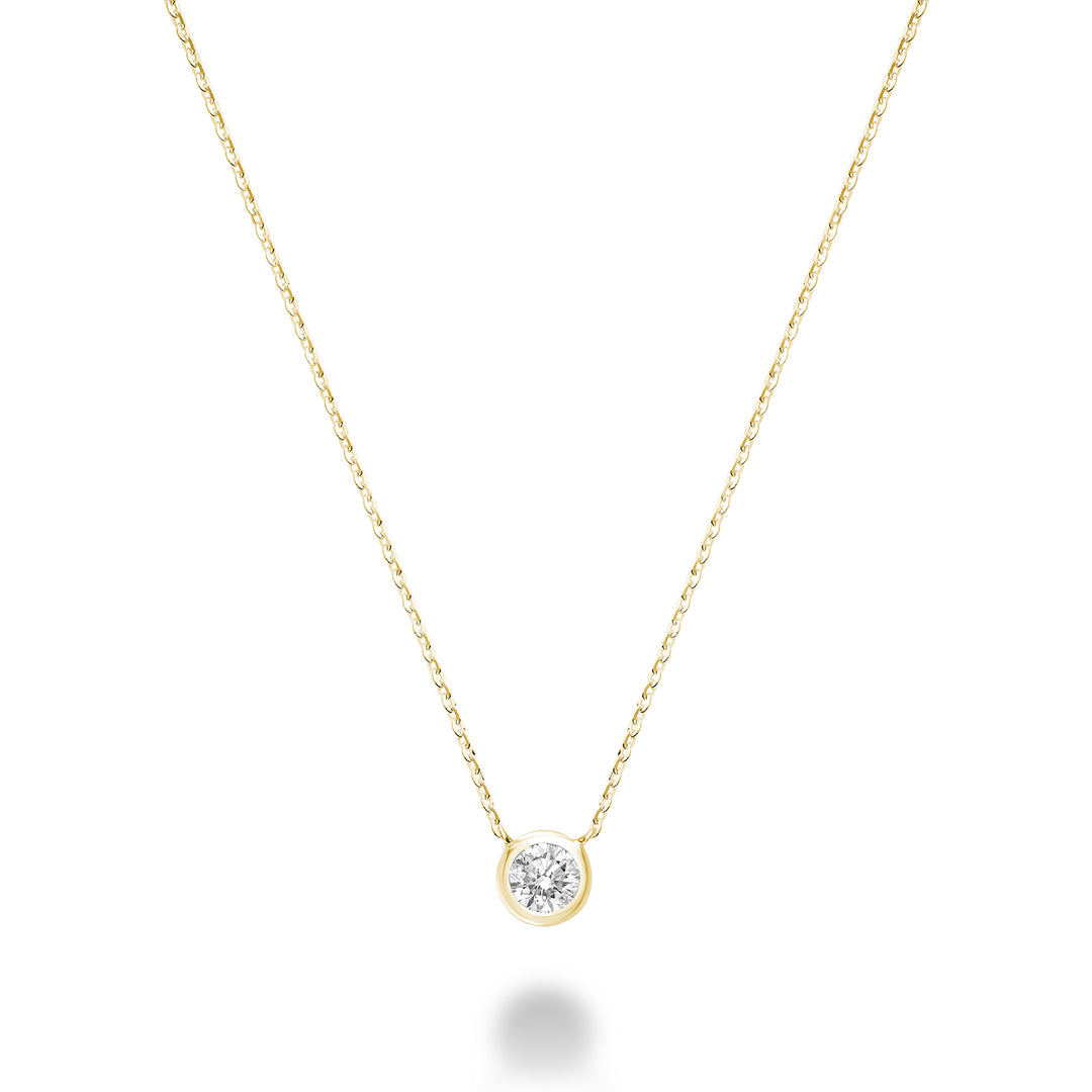 14K Yellow gold diamond bezel necklace by ORLY Jewellers