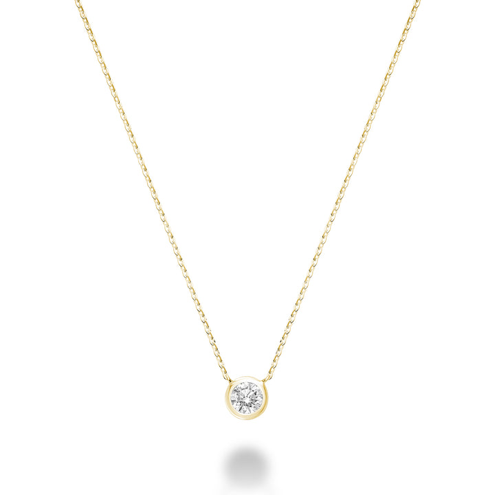 14K Yellow gold diamond bezel necklace by ORLY Jewellers