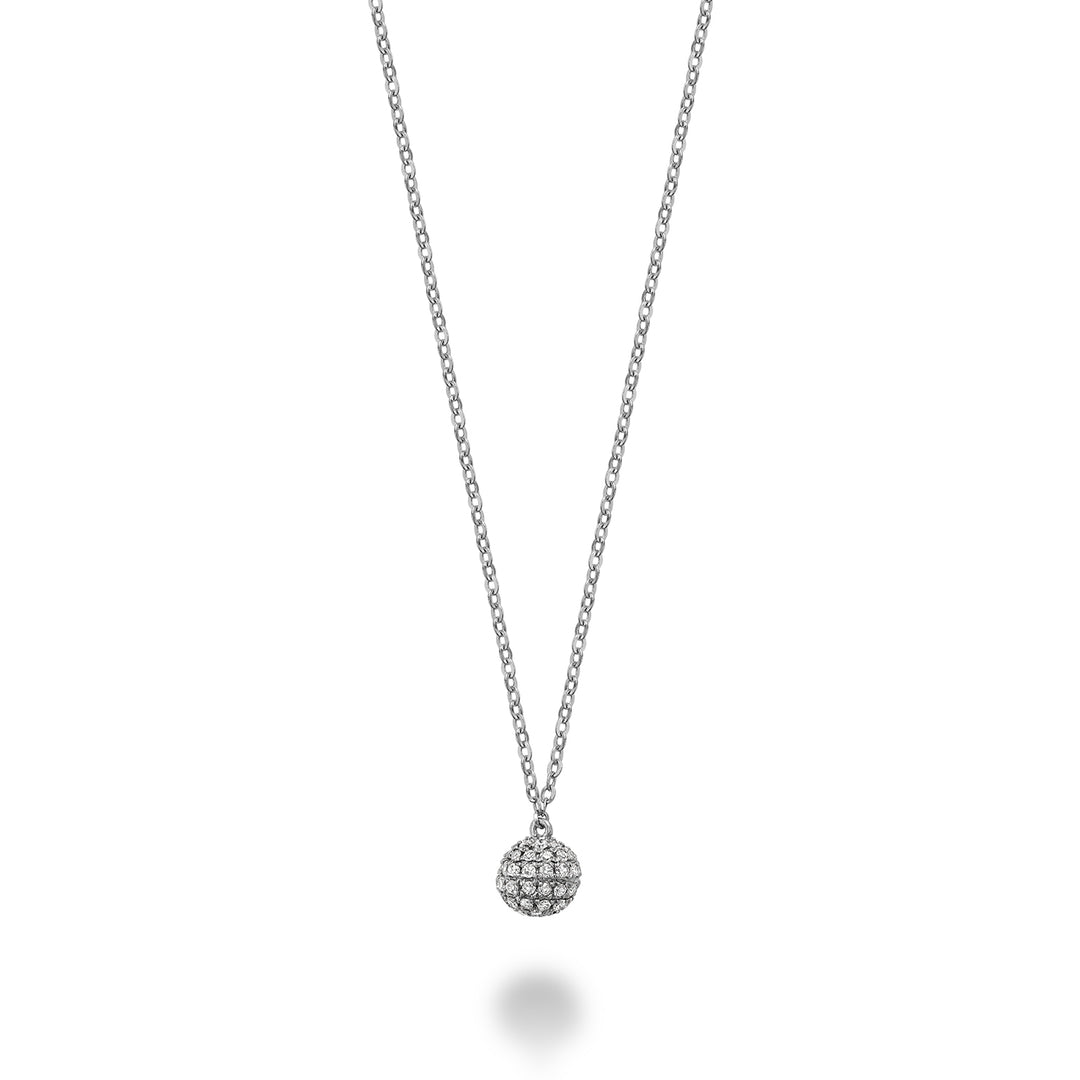 14K White gold diamond circle ball necklace by ORLY Jewellers