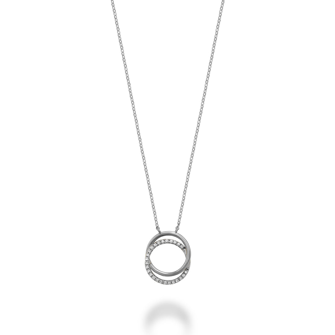 14K White Gold Double Circle Of Life Diamond Necklace by ORLY Jewellers