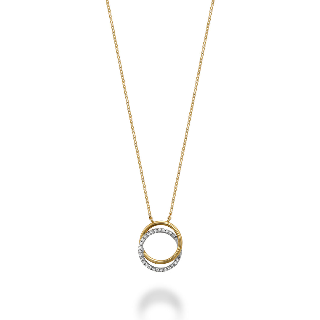 14K Yellow Gold Double Circle Of Life Diamond Necklace by ORLY Jewellers
