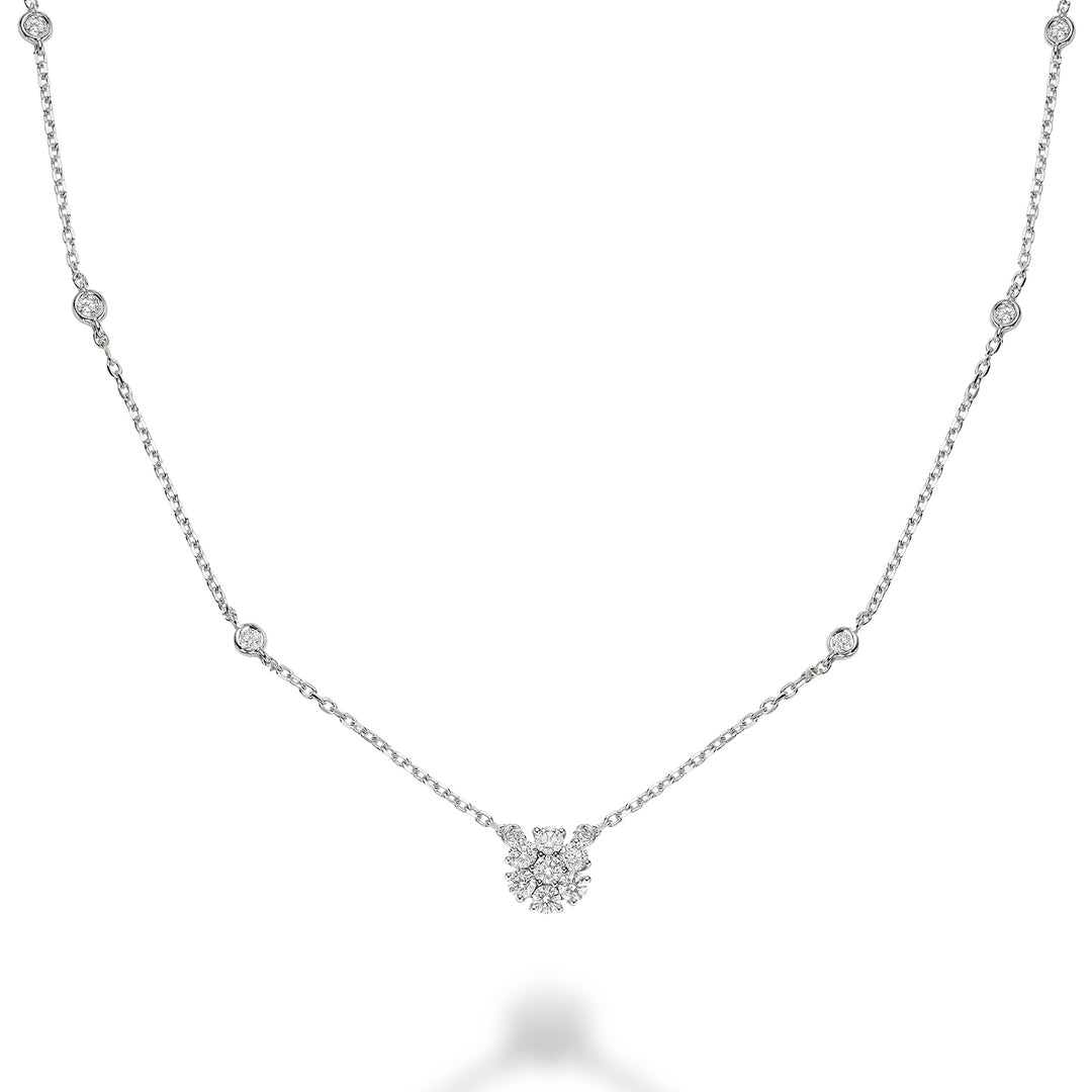 14K White Gold Flower Diamond Necklace by ORLY Jewellers