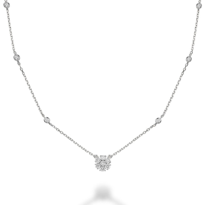 14K White Gold Flower Diamond Necklace by ORLY Jewellers