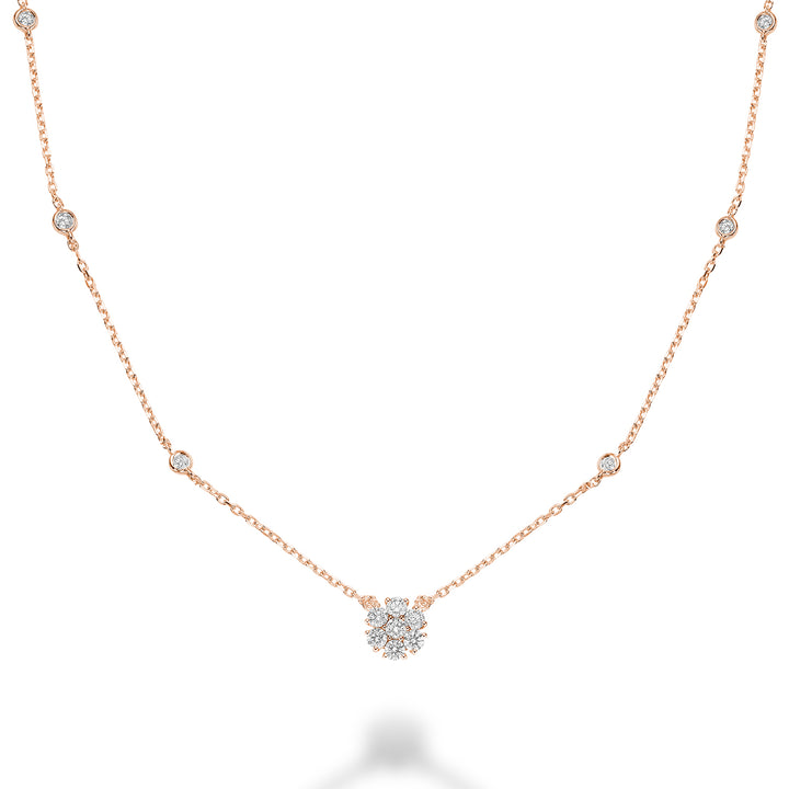 14K Rose Gold Flower Diamond Necklace by ORLY Jewellers