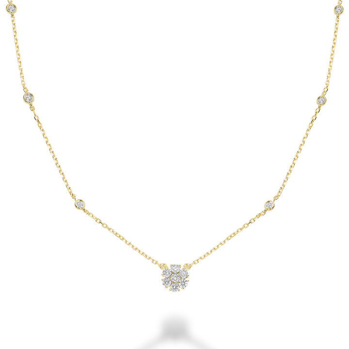 14K Yellow Gold Flower Diamond Necklace by ORLY Jewellers