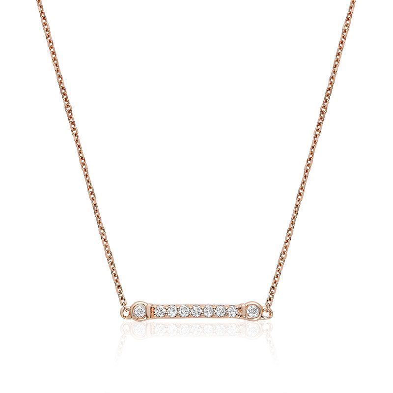 14K Rose gold diamond Bar necklace by ORLY Jewellers