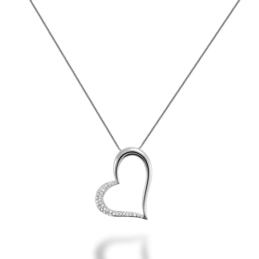 14K White Gold Diamond Heart Necklace by ORLY Jewellers