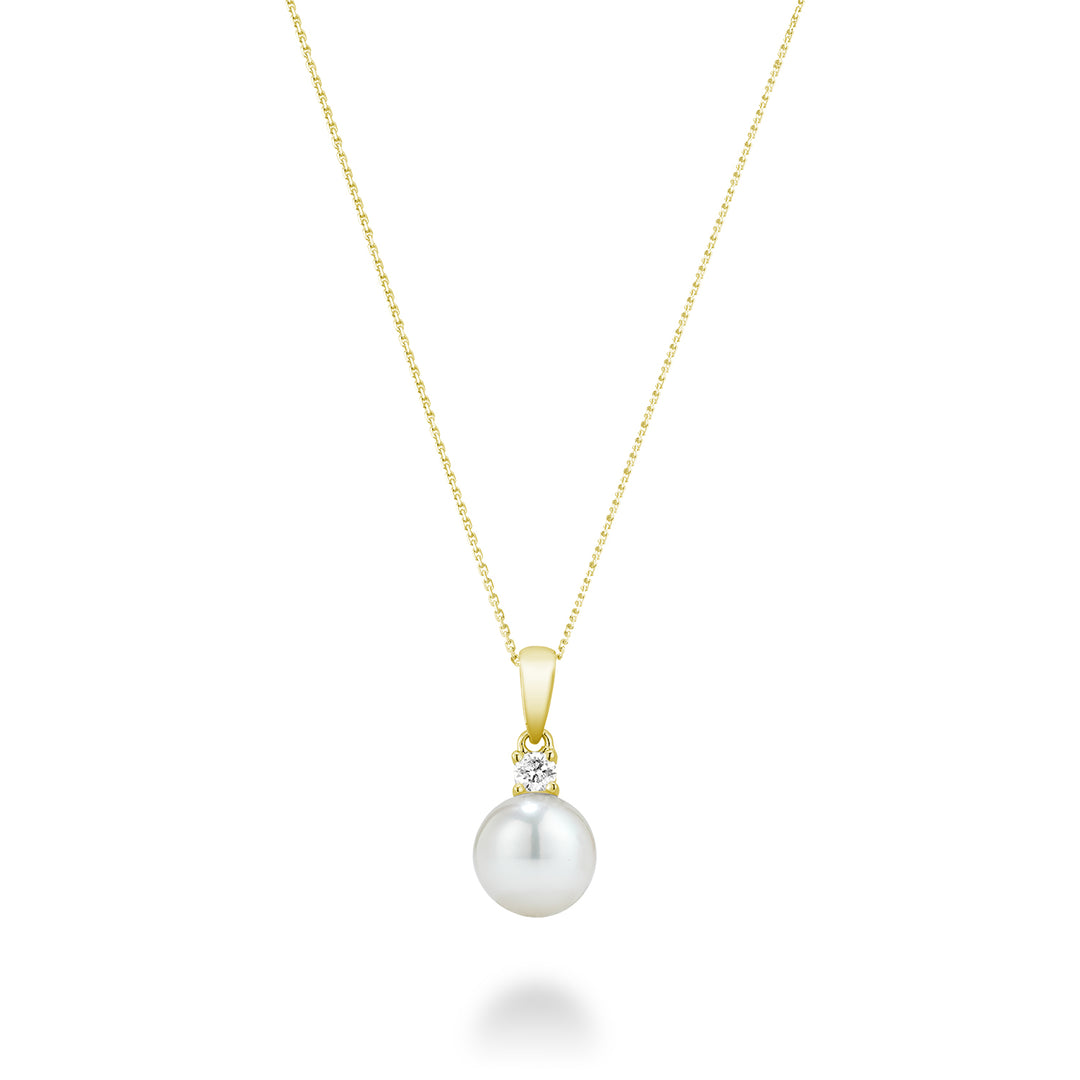 14K Yellow Gold freshwater pearl & Diamond necklace by ORLY Jewellers