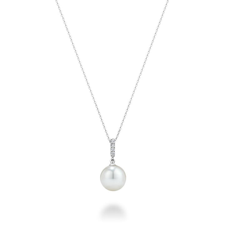 10K White Gold Cultured Freshwater Pearl and Diamond Necklace by ORLY Jewellers
