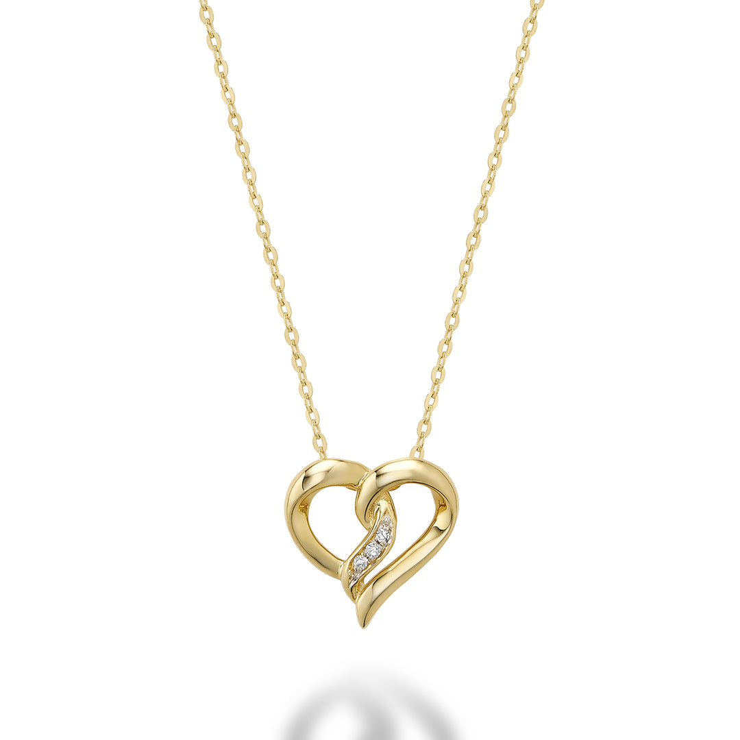 10K Yellow Gold Diamond Heart Pendant by ORLY Jewellers