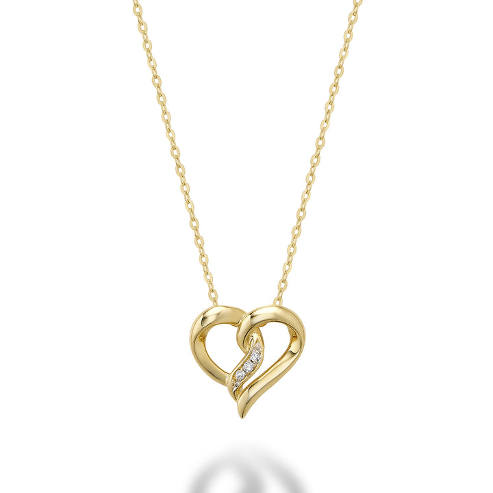 10K Yellow Gold Diamond Heart Pendant by ORLY Jewellers