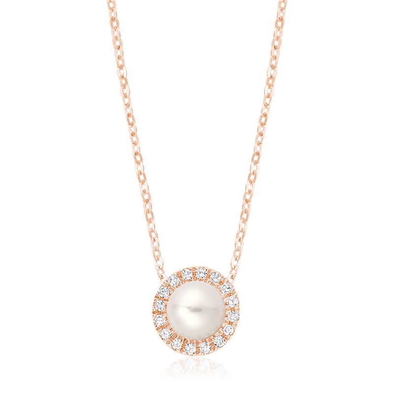 10K Rose Gold Freshwater Pearl & Diamond Necklace by ORLY Jewellers