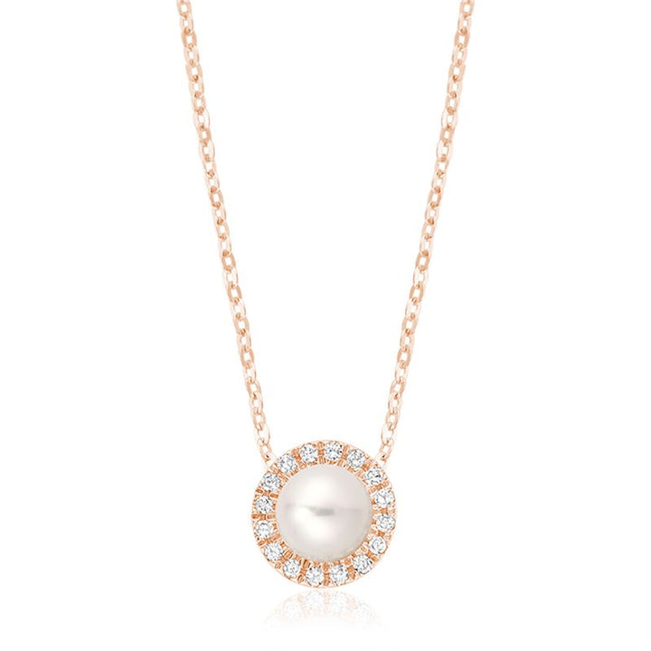 10K Rose Gold Freshwater Pearl & Diamond Necklace by ORLY Jewellers