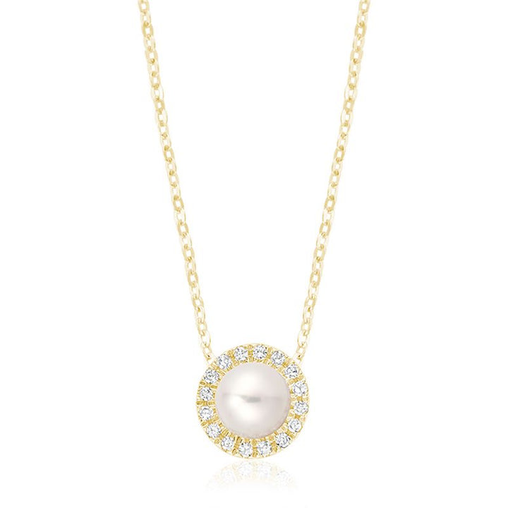10K Yellow Gold Freshwater Pearl & Diamond Necklace by ORLY Jewellers