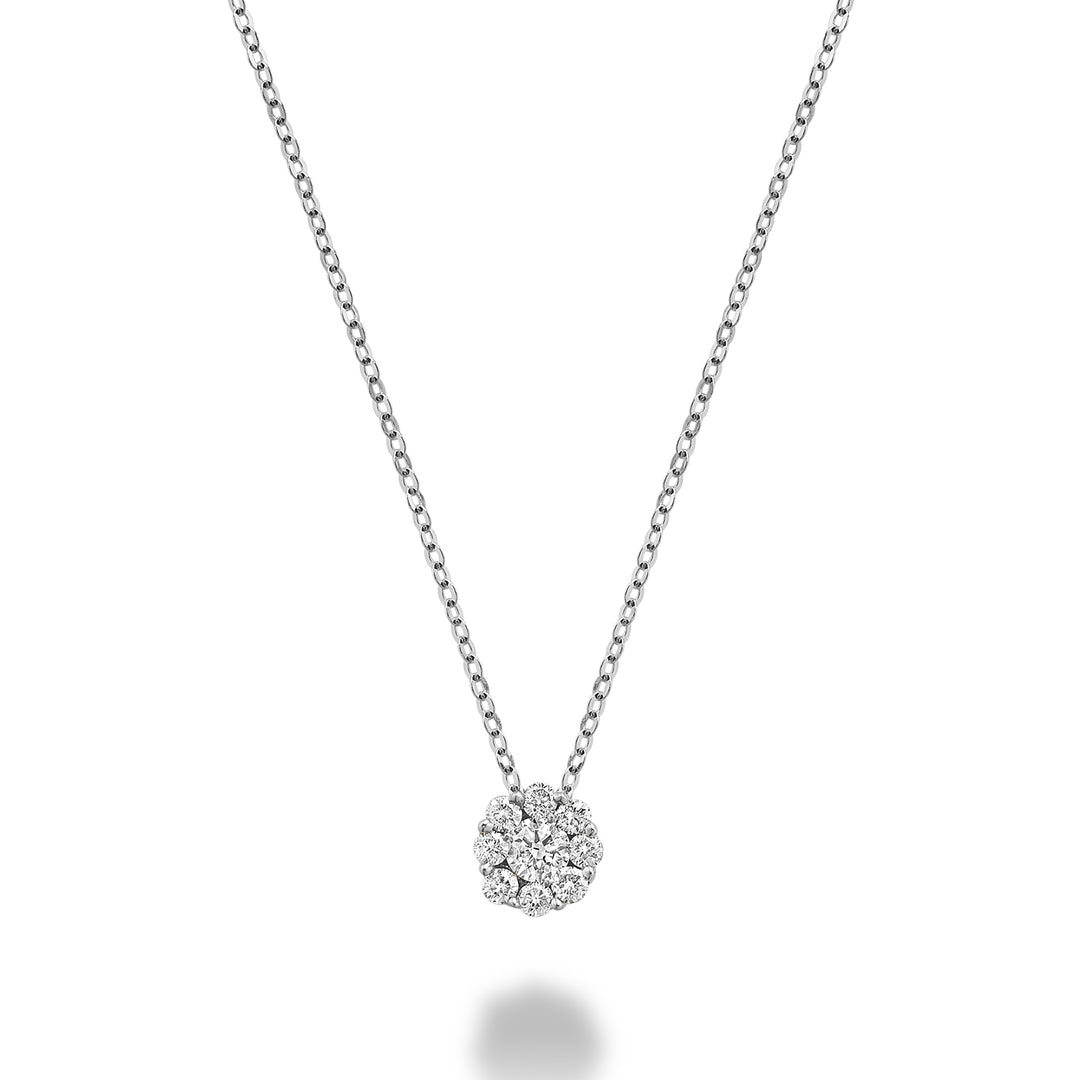14K White Gold Diamond cluster flower necklace by ORLY Jewellers