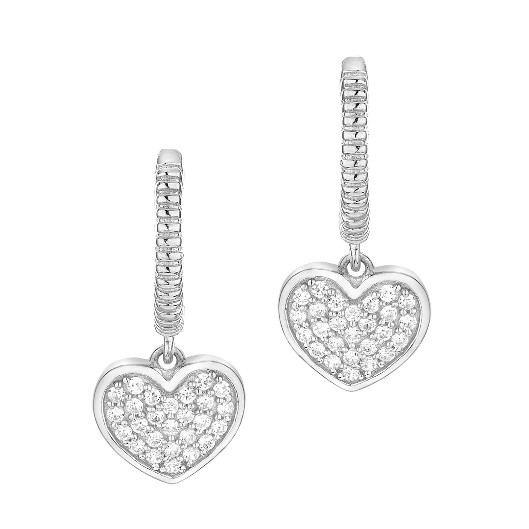 Miss Mimi Heart Pave Zirconia Dangling Earrings | ORLY Jewellers