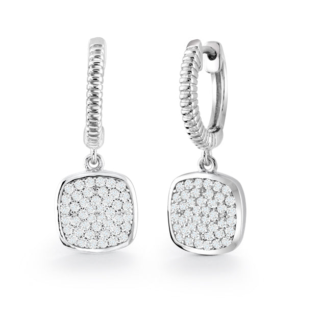 Miss Mimi Square Pave Zirconia Dangling Earrings