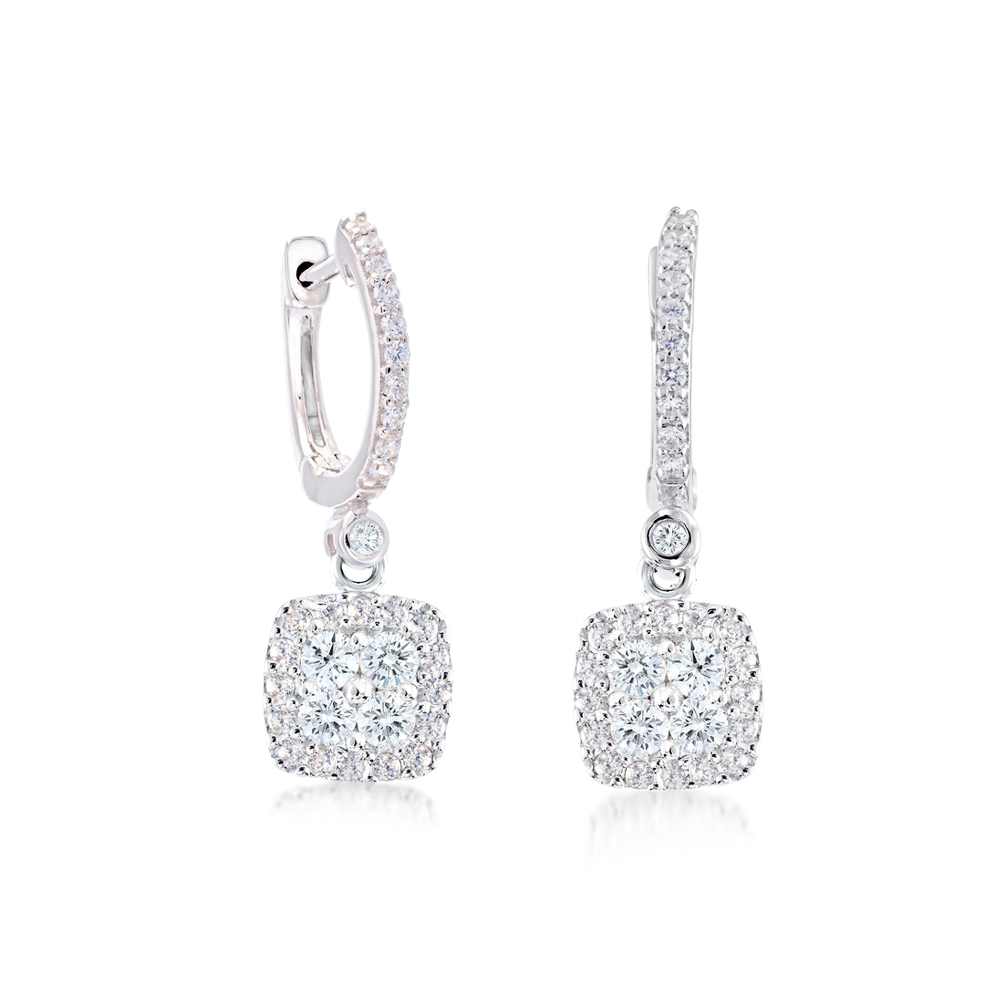 Miss Mimi Dangling Cushion Shape Huggie Earrings | ORLY Jewellers