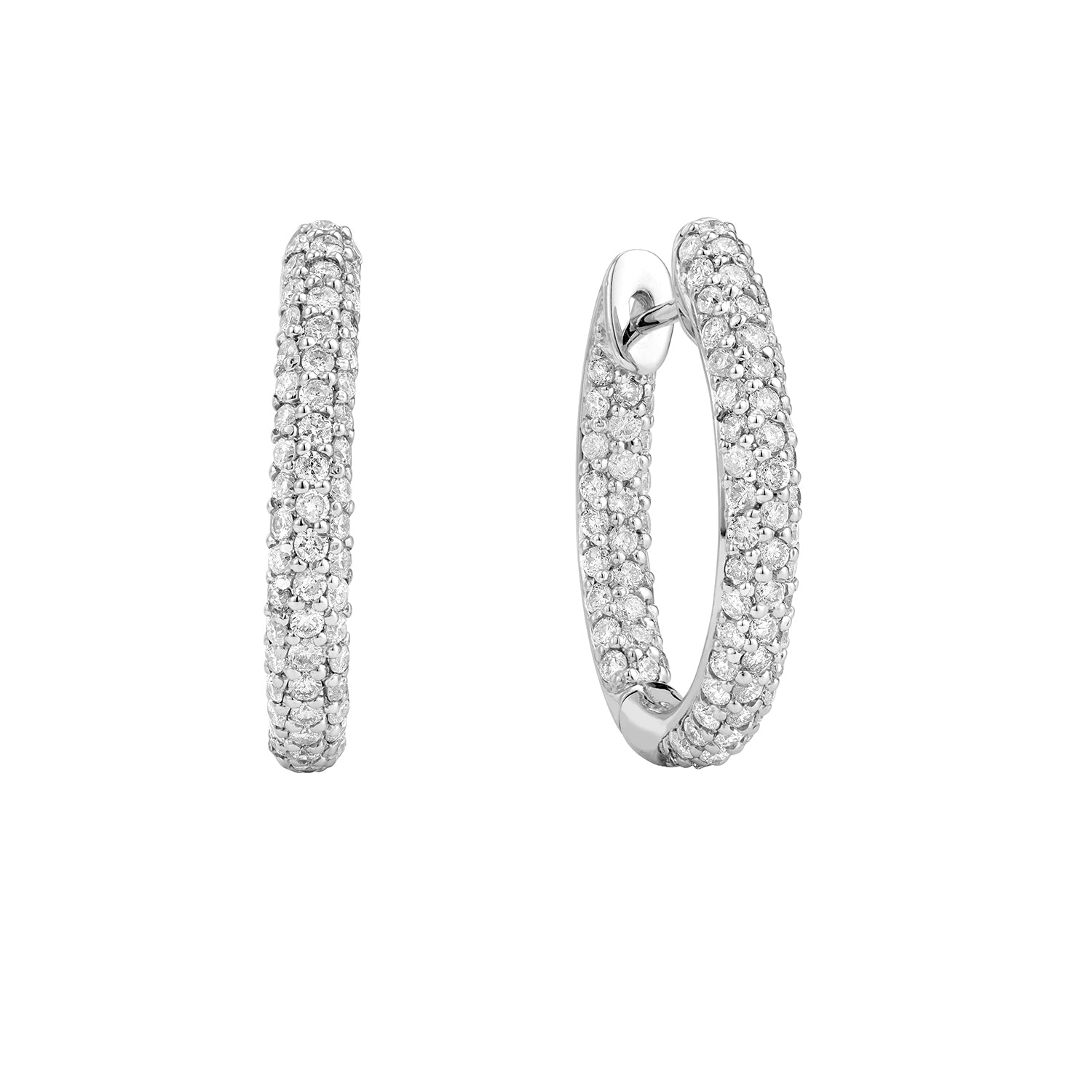 INSIDE OUT PAVE DIAMOND HOOP EARRINGS