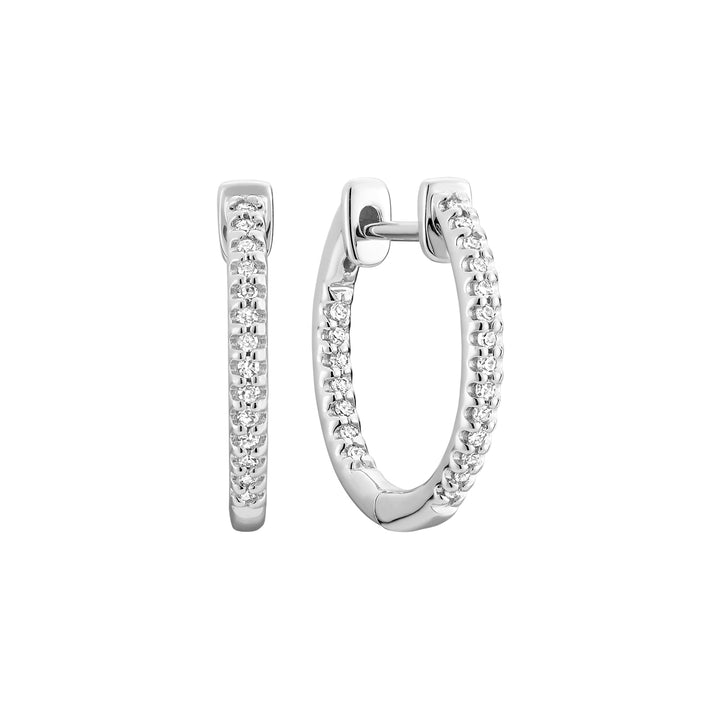 10K White Gold Inside Out Diamond Hoop Earrings 15MM by ORLY Jewellers