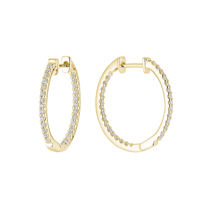 10K Yellow Gold Inside Out Diamond Hoop Earrings 20MM by ORLY Jewellers