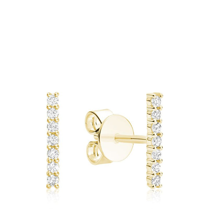 10K Yellow Gold Diamond Bar Stud Earrings by ORLY Jewellers