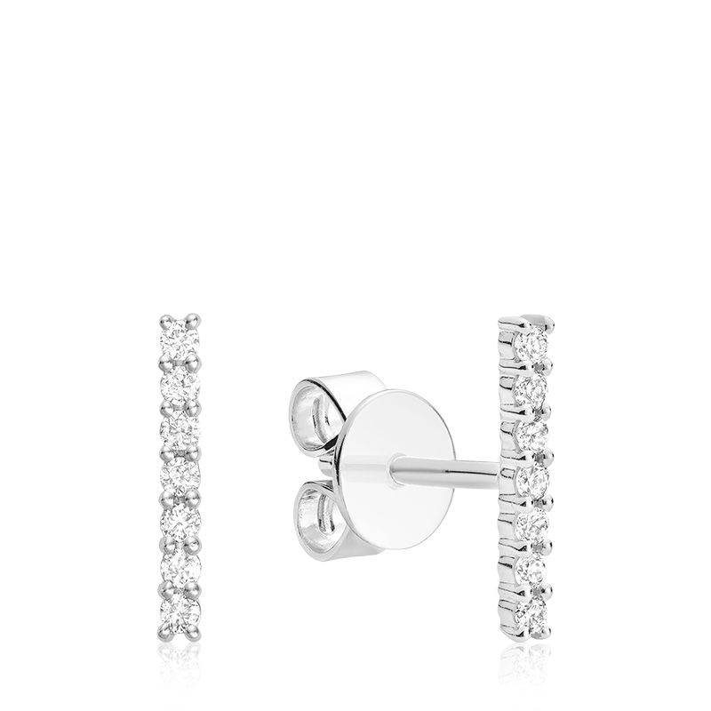 10K White Gold Diamond Bar Stud Earrings by ORLY Jewellers