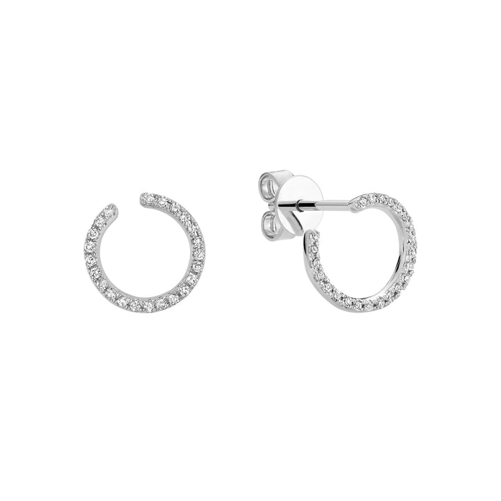 10K White Gold Diamond Curl Stud Earrings by ORLY Jewellers