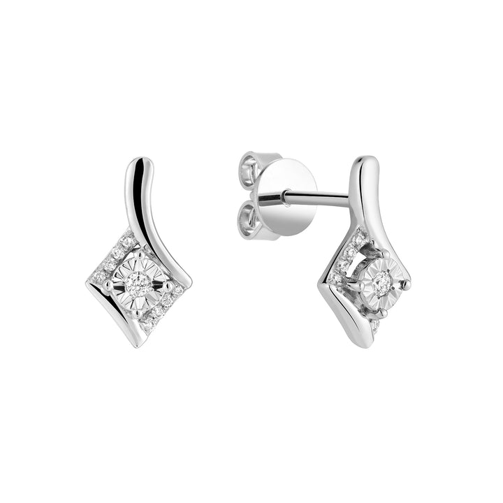 10K White Gold Illusion Setting Diamond Fashion Stud Earrings by ORLY Jewellers