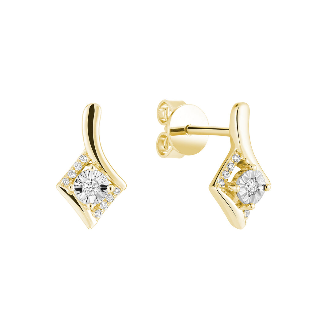 10K Yellow Gold Illusion Setting Diamond Fashion Stud Earrings by ORLY Jewellers