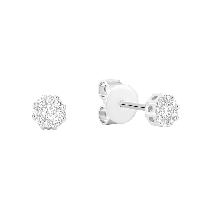 10K White Gold Cluster Flower diamond stud earrings by ORLY Jewellers