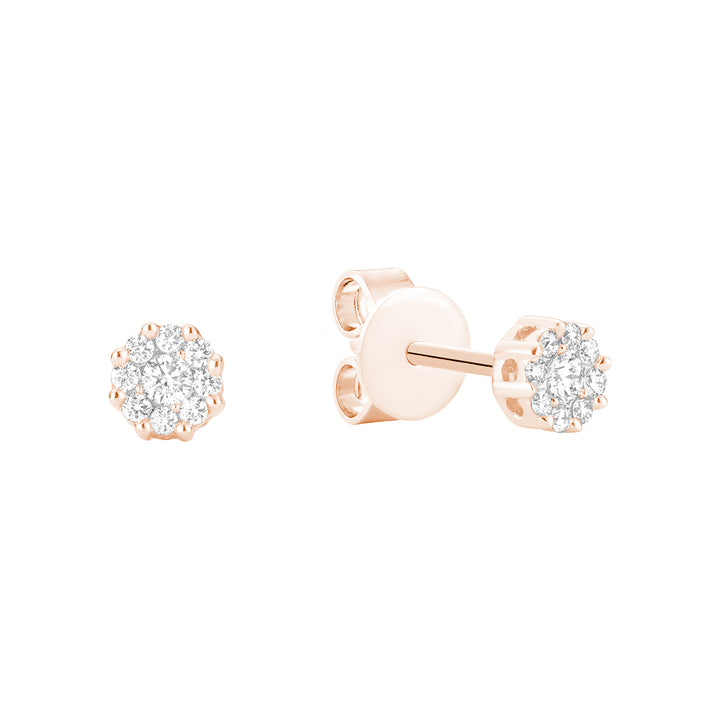 10K Rose Gold Cluster Flower diamond stud earrings by ORLY Jewellers