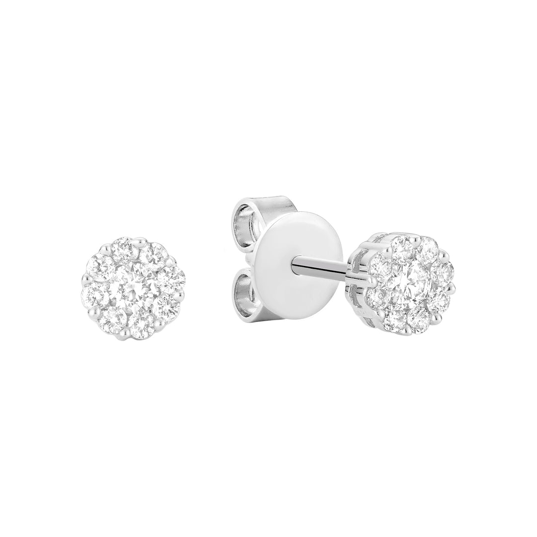 10K White Gold Cluster Flower diamond stud earrings by ORLY Jewellers