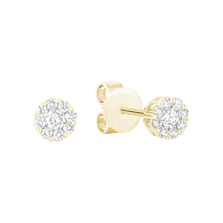 10K Yellow Gold Cluster Flower diamond stud earrings by ORLY Jewellers