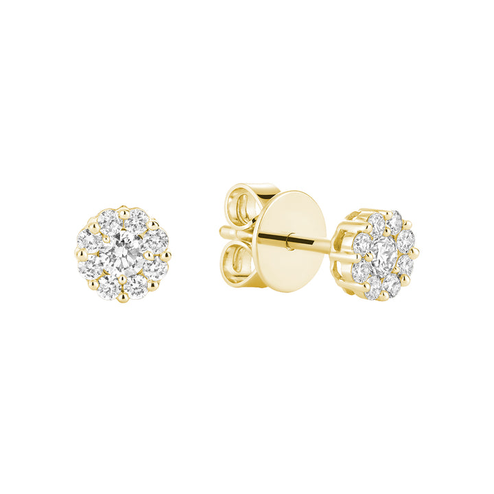 10K Yellow Gold Cluster Flower diamond stud earrings by ORLY Jewellers