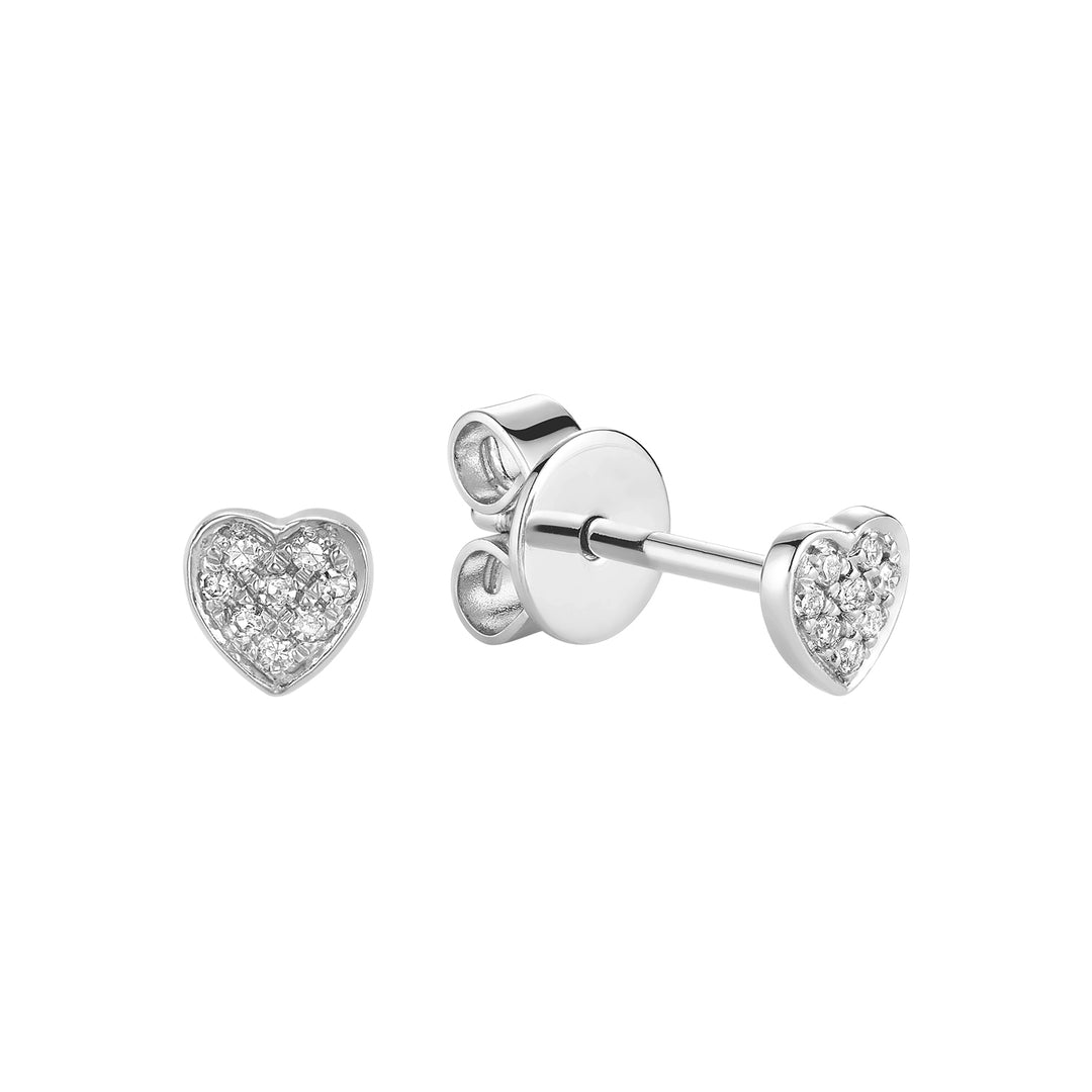 10K White Gold Diamond Heart Stud Earrings by ORLY Jewellers